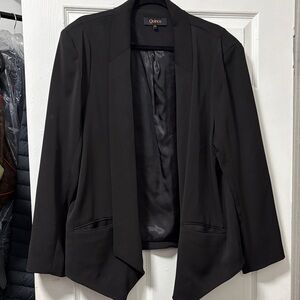 Quince Black Draped Open-Front Blazer